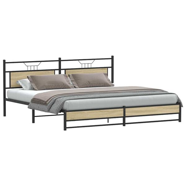 vidaXL Metal Bed Frame without Mattress Sonoma Oak 200x200 cm