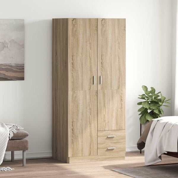 vidaXL Wardrobe Sonoma Oak 80x52x180 cm Engineered Wood
