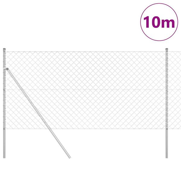 vidaXL Fence Post Silver 10 x 1.4 m (60 x 60 mm mesh) Steel