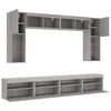 vidaXL 8 Piece TV Wall Cabinet Set with LED Lights Grey Sonoma