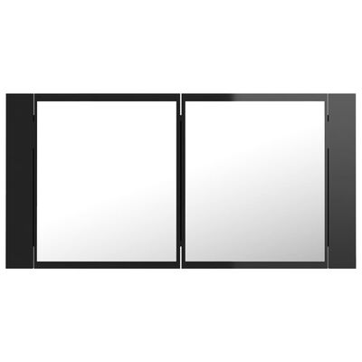 vidaXL LED Bathroom Mirror Cabinet High Gloss Black 90x12x45 cm Acrylic