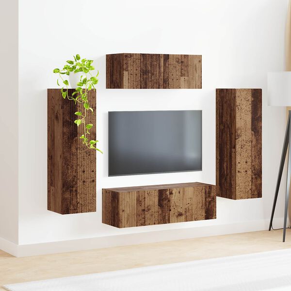 vidaXL TV Cabinet Set Wall-mounted 3 pcs Smoked Oak Engineered Wood