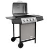 vidaXL Gas BBQ Grill with 4 Burners Black and Silver