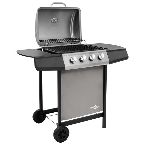vidaXL Gas BBQ Grill with 4 Burners Black and Silver