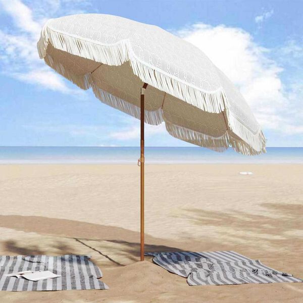 vidaXL Parasol Grey and White Ø 205 x 209 cm Steel