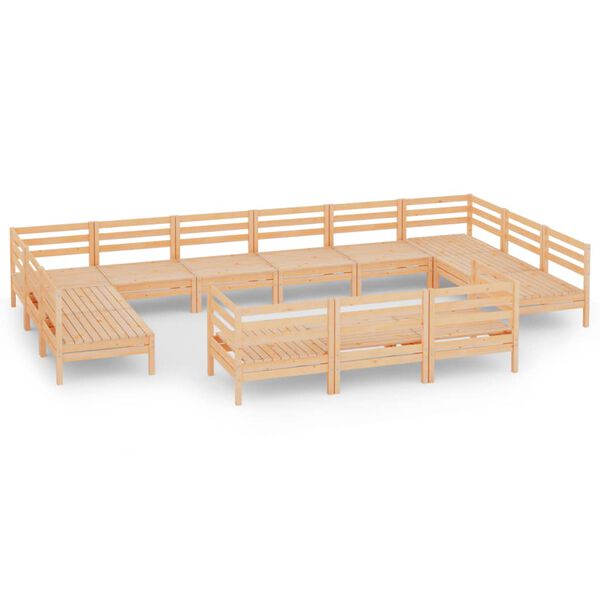 vidaXL 13 Piece Garden Lounge Set Solid Wood Pine