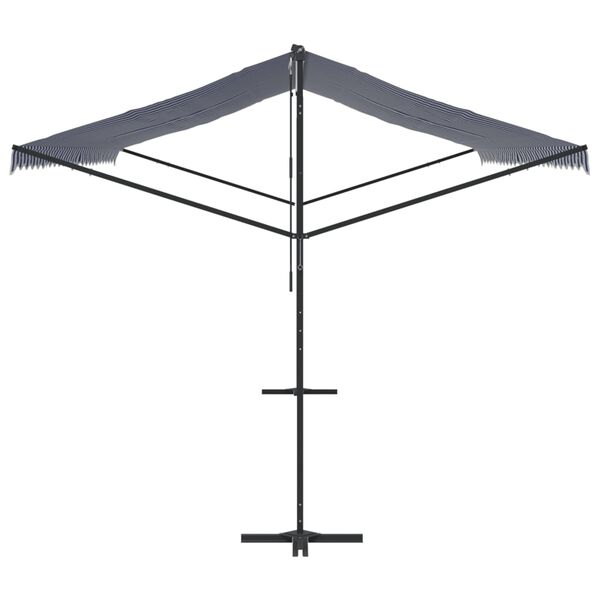 vidaXL Free Standing Awning Blue and White 600x300 cm Fabric and Steel
