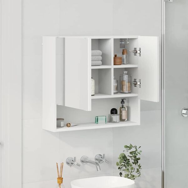 vidaXL Mirror Cabinet with Door White 59 x 17 x 55 cm Engineered wood