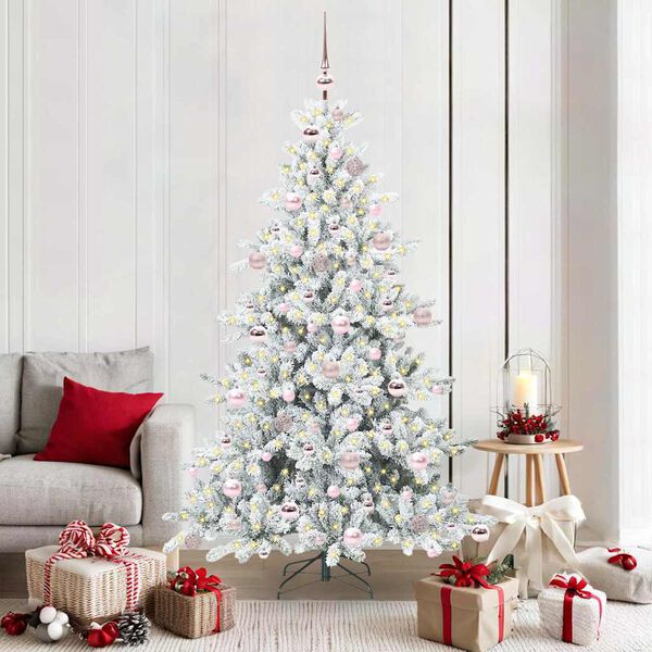 vidaXL Artificial Hinged Christmas Tree White 180 cm PVC and Steel