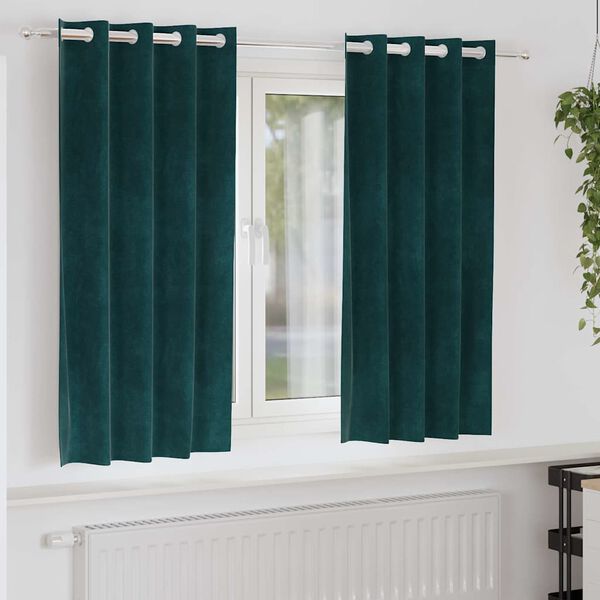 vidaXL Blackout Curtains 2 pcs Dark Green 140 x 175 cm Velvet