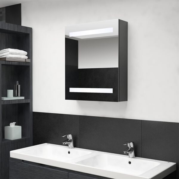 vidaXL LED Bathroom Mirror Cabinet Grey 50x14x60 cm