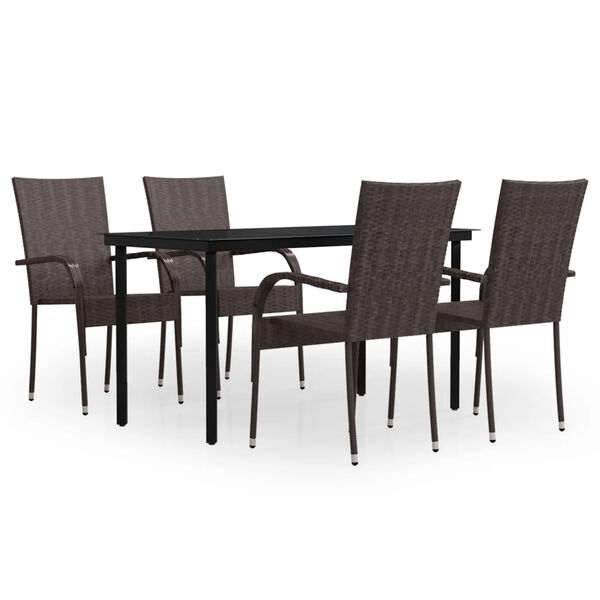 vidaXL 5 Piece Outdoor Dining Set Brown and Black