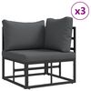 vidaXL Garden Sofa Set with Cushion 9 pcs Black Aluminium