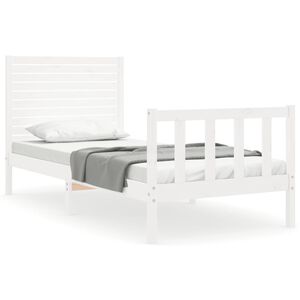 vidaXL Bed Frame without Mattress White Small Single Solid Wood Pine