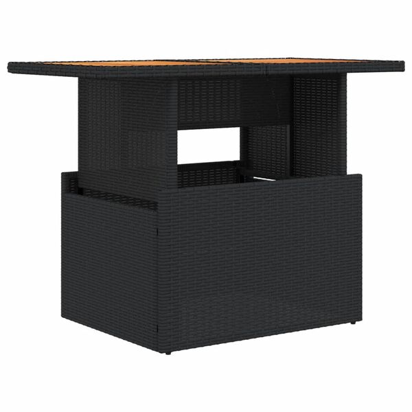 vidaXL Garden Table Black 100x55x73 cm Poly Rattan and Acacia Wood