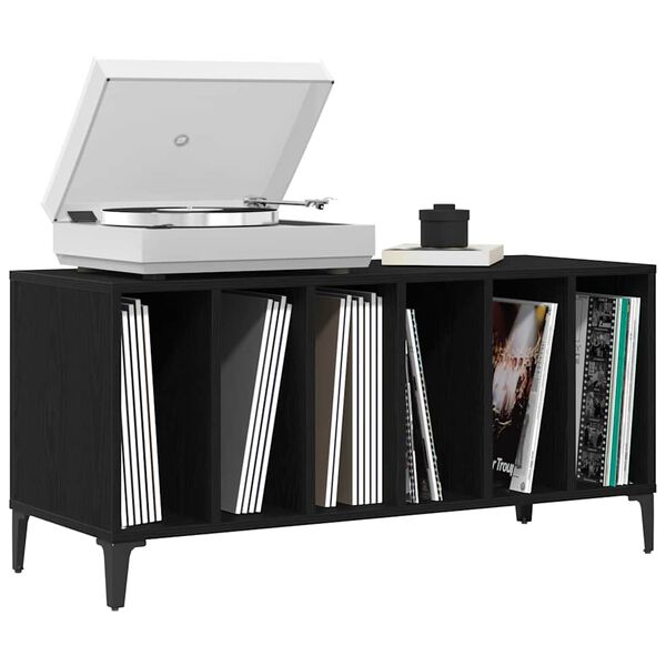 vidaXL Record Cabinet Black Oak 100 x 38 x 48 cm Engineered Wood