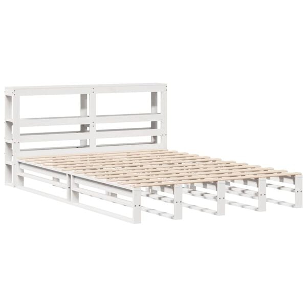 vidaXL Bed Frame without Mattress White 140x190 cm Solid Wood Pine