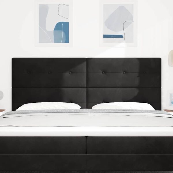 vidaXL LED Headboard with LED Strip Lights Black 200 cm Polyester