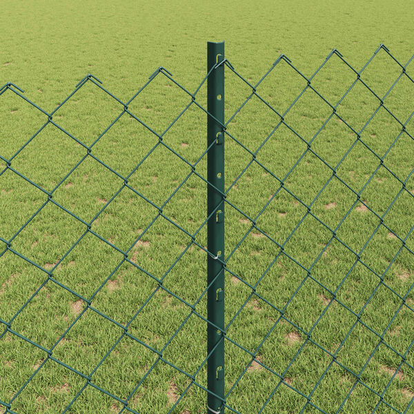 vidaXL Fence with Post Green 1.4 x 25 m Steel and PVC