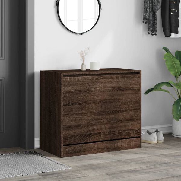 vidaXL Shoe Cabinet Brown Oak 80x42x69 cm Engineered Wood