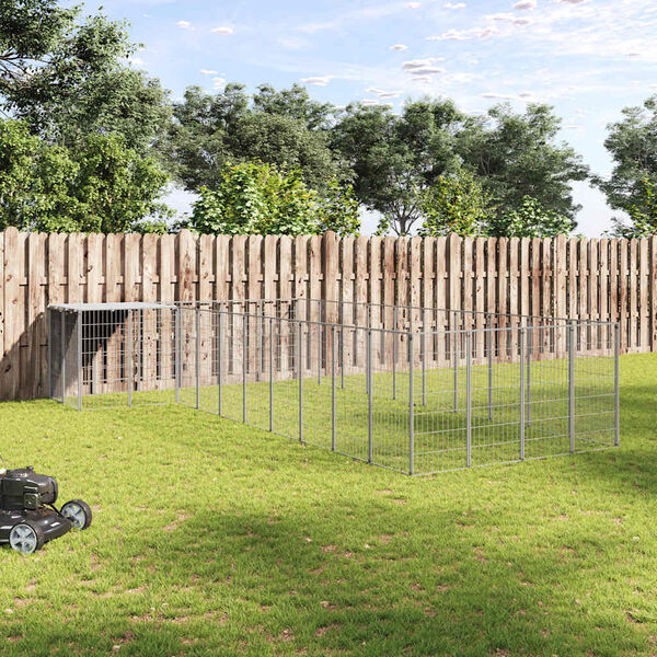 vidaXL Dog Kennel Silver 13.31 m² Steel