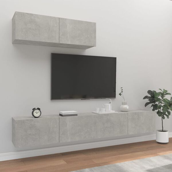 vidaXL 3 Piece TV Cabinet Set Concrete Grey Engineered Wood