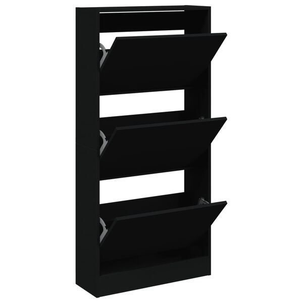 vidaXL Shoe Cabinet Black 60x21x125.5 cm Engineered Wood
