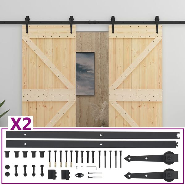 vidaXL Sliding Door with Hardware Set 90x210 cm Solid Pine Wood