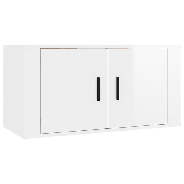 vidaXL 2 Piece TV Cabinet Set High Gloss White Engineered Wood