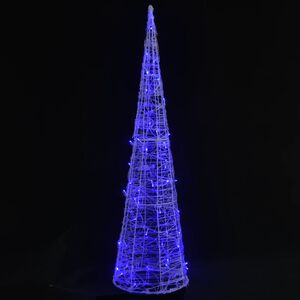 vidaXL Acrylic Decorative Pyramid LED Light Cone Blue 120 cm