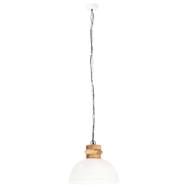 vidaXL Industrial Hanging Lamp White Round 42 cm E27 Solid Mango Wood