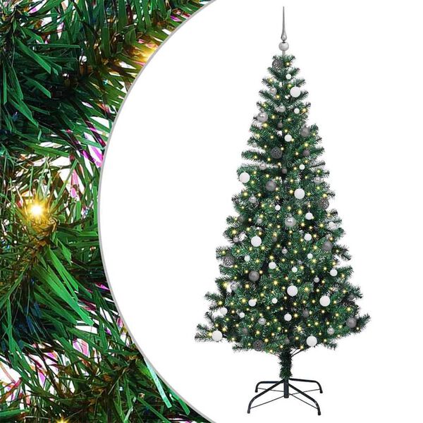 vidaXL Artificial Pre-lit Christmas Tree Green 240 cm PVC and Metal