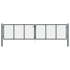 vidaXL Mesh Garden Gate Galvanised Steel 400x75 cm Grey
