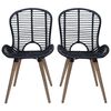 vidaXL Dining Chairs 2 pcs Black Natural Rattan