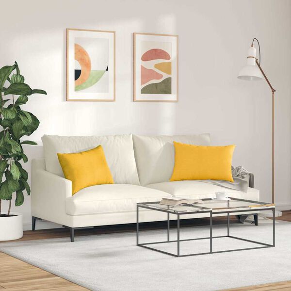 vidaXL Sofa Pillows 2 pcs Light Yellow 60 x 40 cm Corduroy Fabric