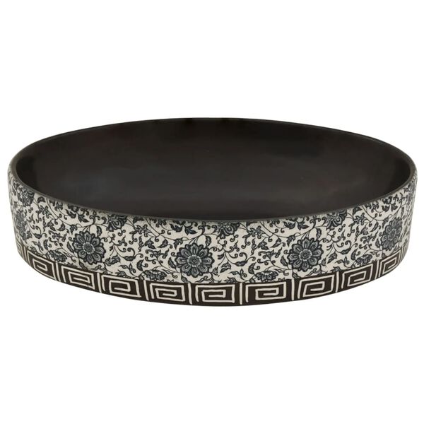 vidaXL Countertop Basin Black and Blue Oval 56.5x36.5x13.5 cm Ceramic