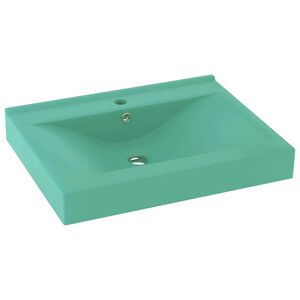 vidaXL Luxury Basin with Faucet Hole Matt Light Green 60x46 cm Ceramic