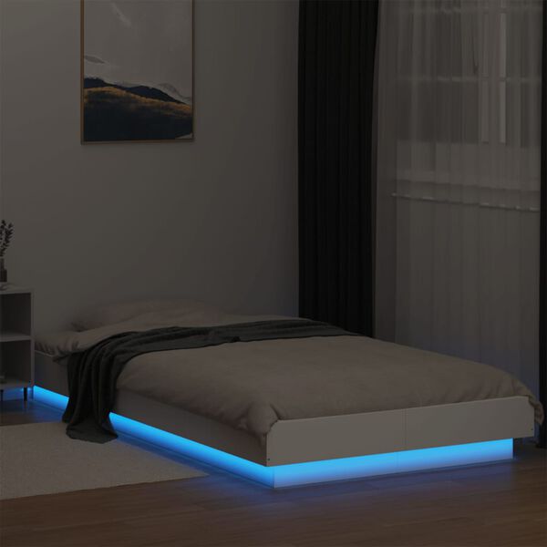 vidaXL Bed Frame with LED Lights without Mattress White 90x200cm