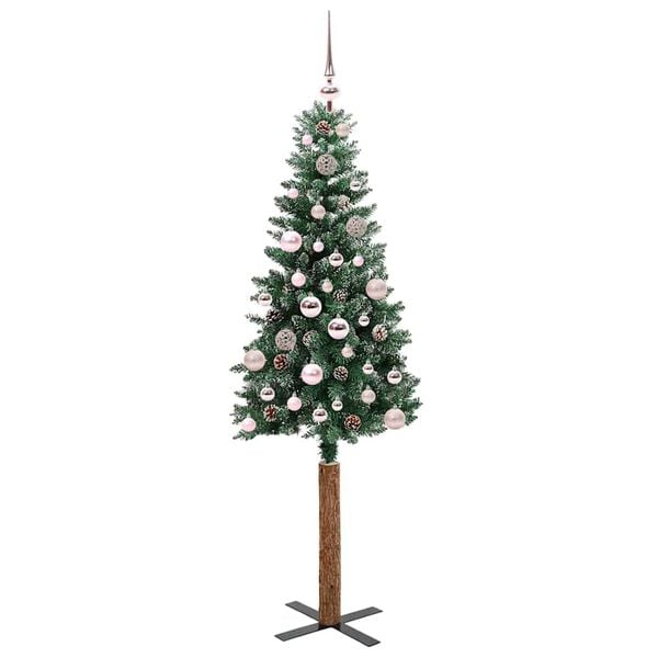 vidaXL Slim Christmas Tree Green 150 cm PVC and Solid Pine wood