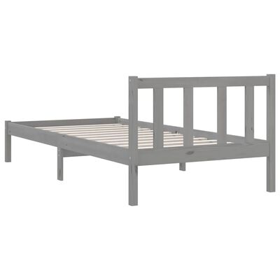 vidaXL Bed Frame Grey Solid Pinewood 90x200 cm