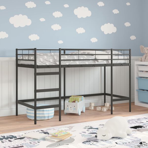 vidaXL Kids'Loft Bed Frame Black 99.5 x 190 cm Steel