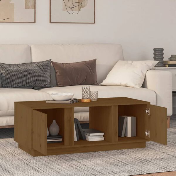 vidaXL Coffee Table Honey Brown 110x50x40 cm Solid Wood Pine