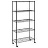 vidaXL 5-Tier Storage Shelf with Wheels 75x35x155 cm Black 250 kg