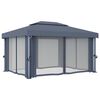 vidaXL Gazebo with Curtain&LED String Lights 4x3 m Anthracite