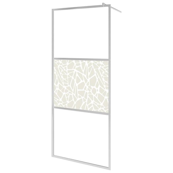 vidaXL Walk-in Shower Wall ESG Glass with Stone Design 140x195 cm