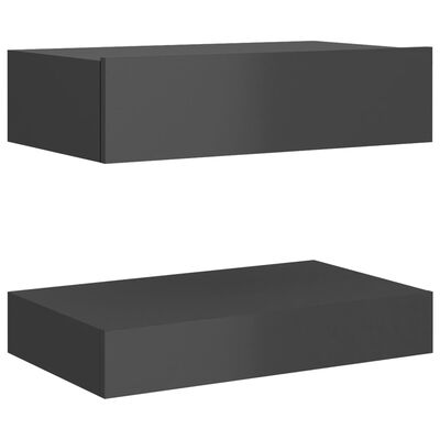 vidaXL Bedside Cabinet High Gloss Grey 60x35 cm Engineered Wood