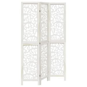 vidaXL Room Divider 3 Panels White Solid Wood Paulownia