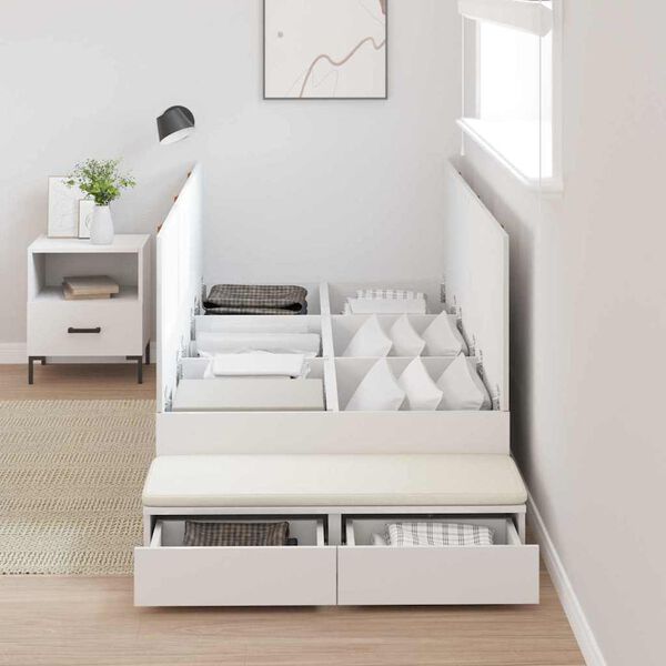 vidaXL Storage Bed Frame with Drawer White 75 cm Engineered Wood