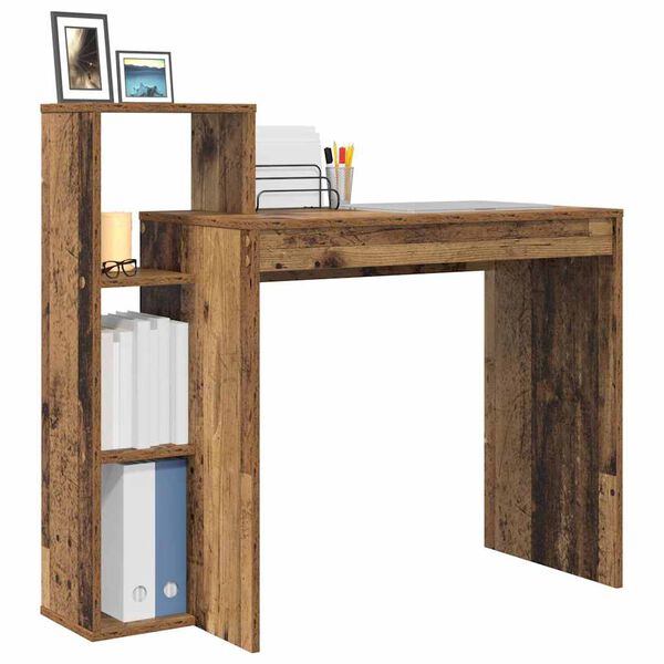 vidaXL Desk with Shelf Old wood 100 x 40 x 90 cm Engineered wood