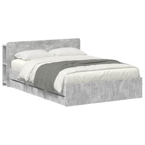 vidaXL Bed Frame with Storage and Headboard Concrete Grey 150 x 200 cm